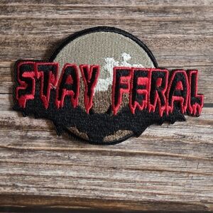 Stay Feral Big Bat Full Moon Gothic Witch Spooky Halloween Iron on Patch